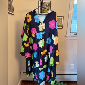 A-line long sleeved, floral dressss